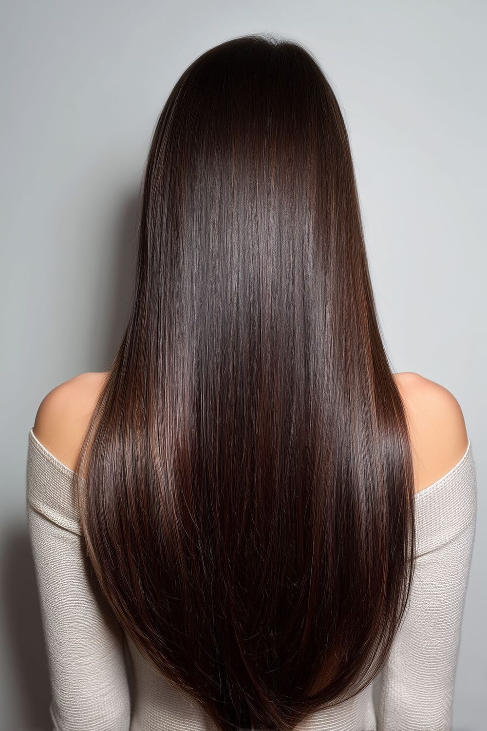 Sleek straight brunette hair
